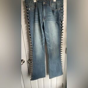 Women’s Impression Blue Jeans With an Open design going down both legs